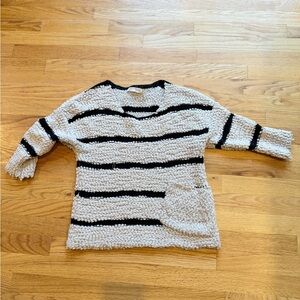 Rewind Black and Cream Striped Sweater
